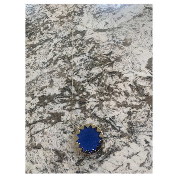 House of Harlow Blue Leather Sunburst Necklace - Picture 2 of 3